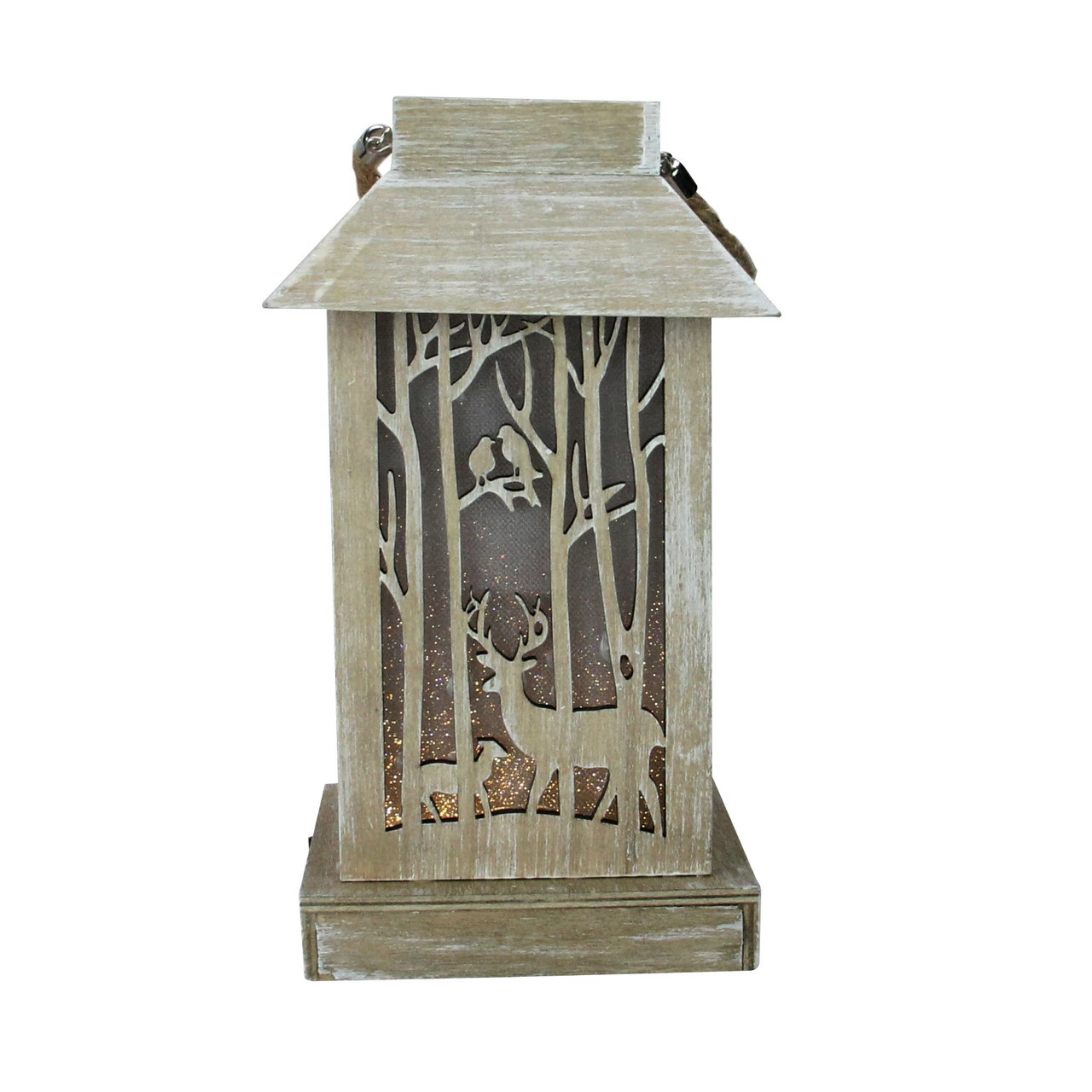 Diva At Home 9.5" Lighted Wooden Reindeer With Trees Silhouette Lantern Christmas Decoration - Image 2