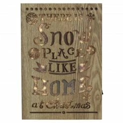 Gerson Company/Gil Division 10" Lighted Wooden "Snow Place Like Home" Christmas Wall Decoration