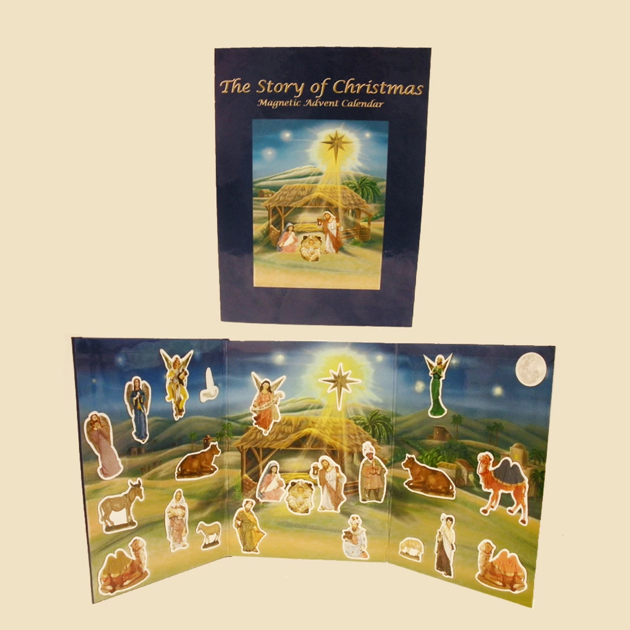 Kurt Adler 12.5" Blue And Beige Magnetic Nativity Book Advent Calendar