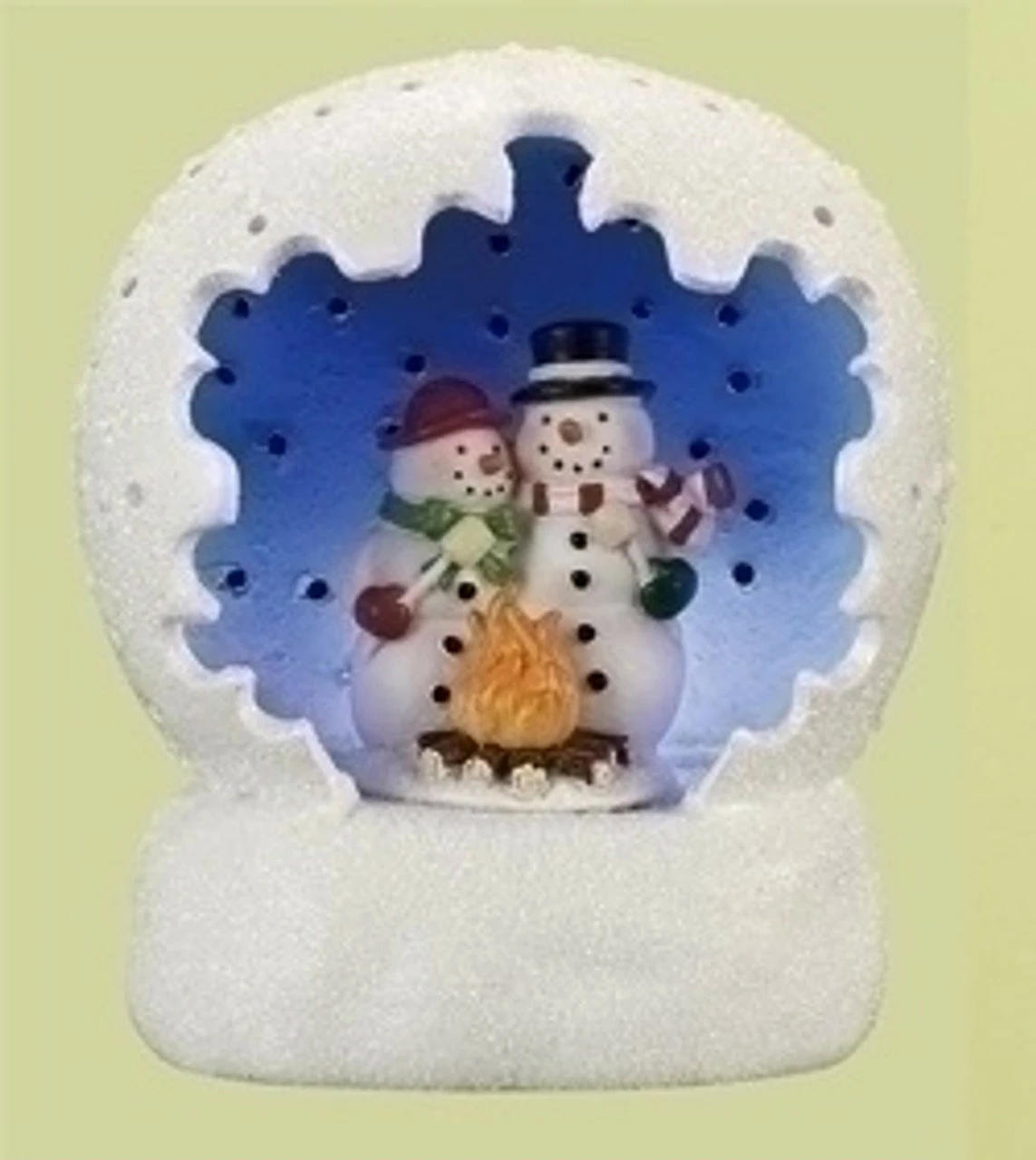 Roman 4" White And Blue Battery Operated LED Lighted Snowman Couple Scene Table Top Christmas Dome
