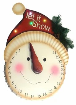 Sterling International Inc 21" LED Lighted "Let It Snow" Snowman Face Christmas Countdown Advent Calendar
