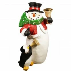 Christmas Central 46.5" White And Red Snowman With Penguin Christmas Decoration