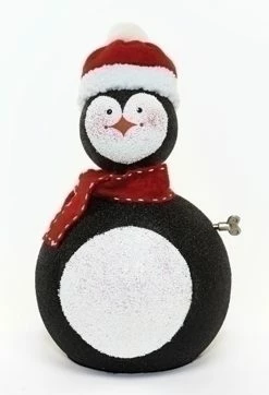 Roman 14" White And Black Musical Penguin Christmas Figurine