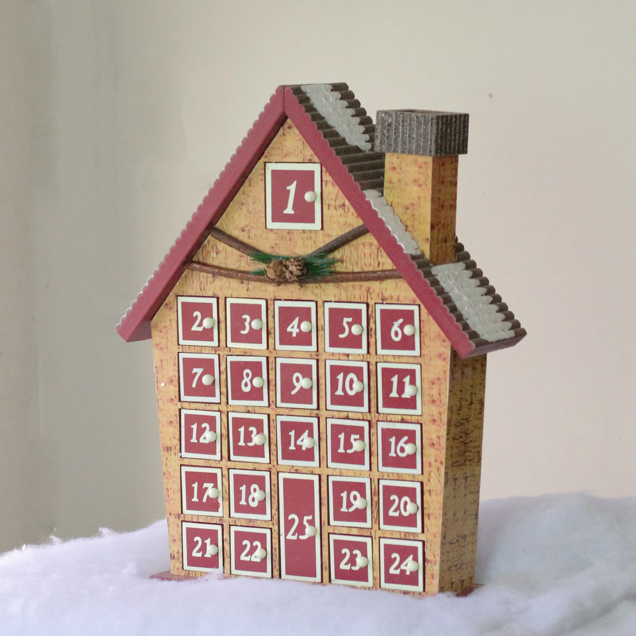 Northlight 15" Red And Beige House With Advent Calendar Tabletop Christmas Decoration - Image 3