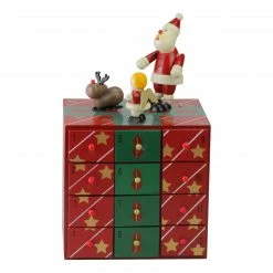 Northlight 10.5" Red And Green Elegant Advent Storage Calendar Box