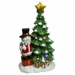 Northlight 23" Red And Green Pre-Lit LED Tree With Santa Snowman Musical Christmas Tabletop Decor