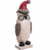Allstate 16" White And Gray Wide Eye Santa Owl Christmas Table Top Decoration