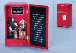 Roman 7" Red And Black Fridge Full Of Elves LED Lights Christmas Figurine
