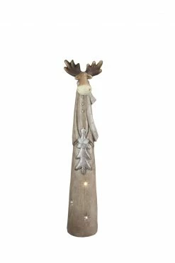 Northlight 30" Brown And Silver LED Lighted Reindeer Christmas Tabletop Figurine