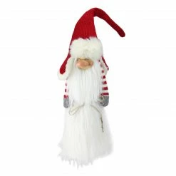 Northlight 35" Red And White Christmas Slim Santa Gnome With White Fur Suit And Red Hat