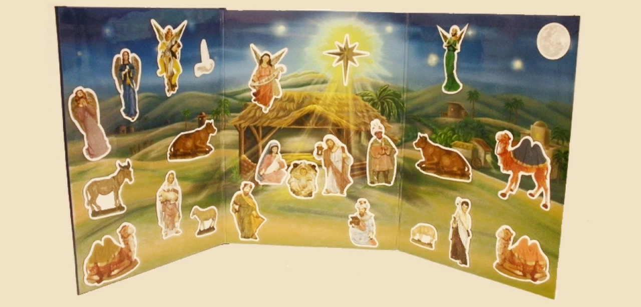 Kurt Adler 12.5" Blue And Beige Magnetic Nativity Book Advent Calendar - Image 3