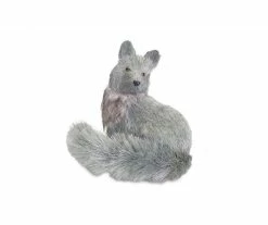 Diva At Home 8.75" Light Blue Gray Glittered Fox Christmas Tabletop Decoration