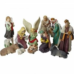 LB International 11-Piece Hand Painted Religious Christmas Nativity Figurine Set 12"