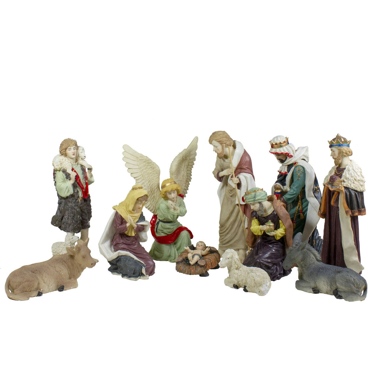LB International 11pc Ivory And Brown Christmas Religious Nativity Figurine Set 18"