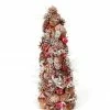 CC Christmas Decor 20" Brown And Red Iced Pine Cone Artificial Apple Berry Christmas Tree Tabletop Decor