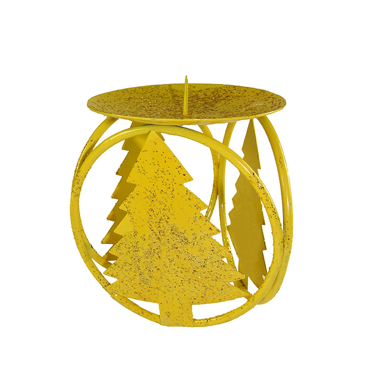 CC Christmas Decor Club Pack Of 72 Yellow Christmas Tree Pillar Candle Holders 4.25"