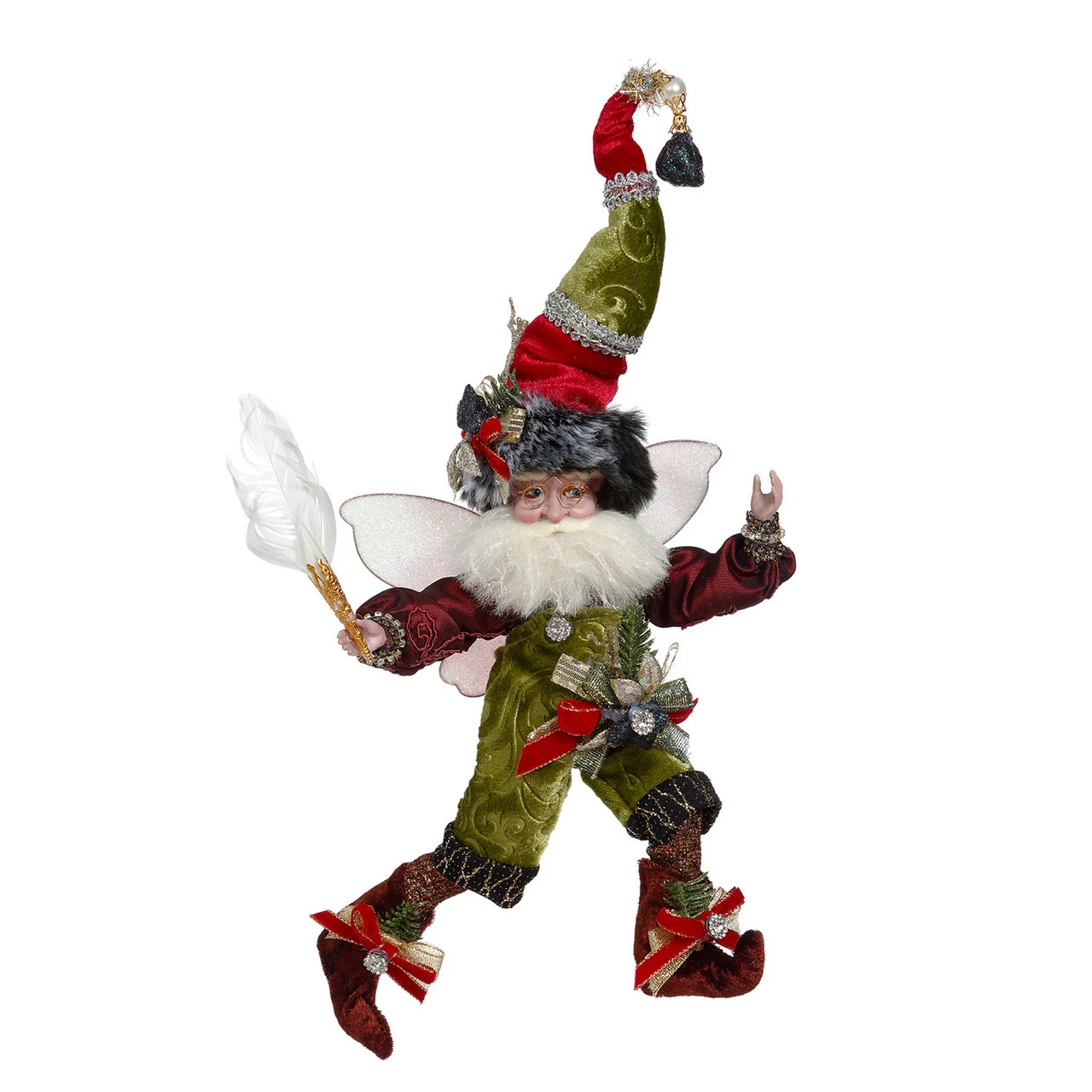 Mark Roberts Coal Stocking Christmas Fairy Green And Red, Small 9" #51-05850