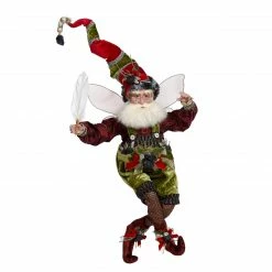 Mark Roberts Coal Stocking Christmas Fairy Green And Red, Large 19" #51-05854