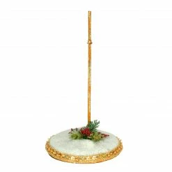 Mark Roberts 7.5" White And Gold Glittered Snow Base Small Stand