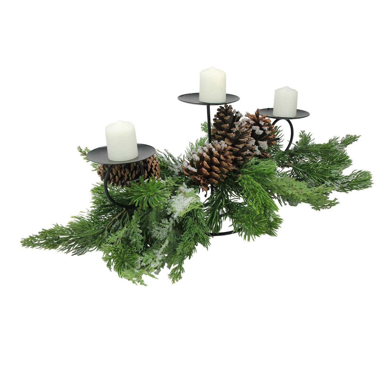 Melrose 28" Green And Black Pine Needle Cones Christmas Candle Holder - Image 3