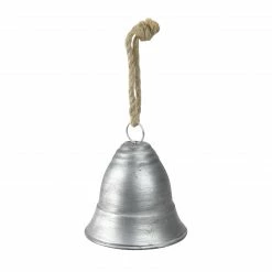 Melrose 8.5" Silver And Beige Country Rustic Hanging Christmas Bell