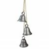 Melrose Set Of 3 Silver Bells In Twine Christmas Decoration 14.75"