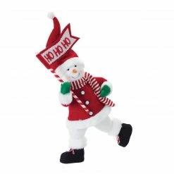 Melrose 23" Red And White Snowman With Flag Christmas Tabletop Figurine