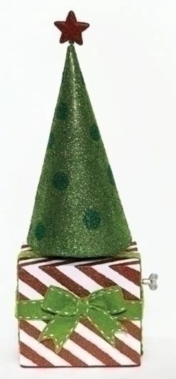 Roman 20" Green And Red Musical Rotating Christmas Cone Tree Tabletop Decor