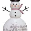 Diva At Home 20" White And Black Glittered Snowman Adorned With Snowflakes Christmas Tabletop Decor