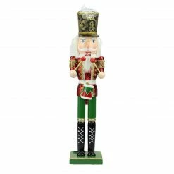 Northlight 24" Red And Green Glitter Christmas Nutcracker Drummer