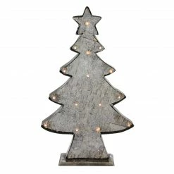 Diva At Home 26.5" Rustic Brown And Gray LED Lighted Christmas Tree Tabletop Decor