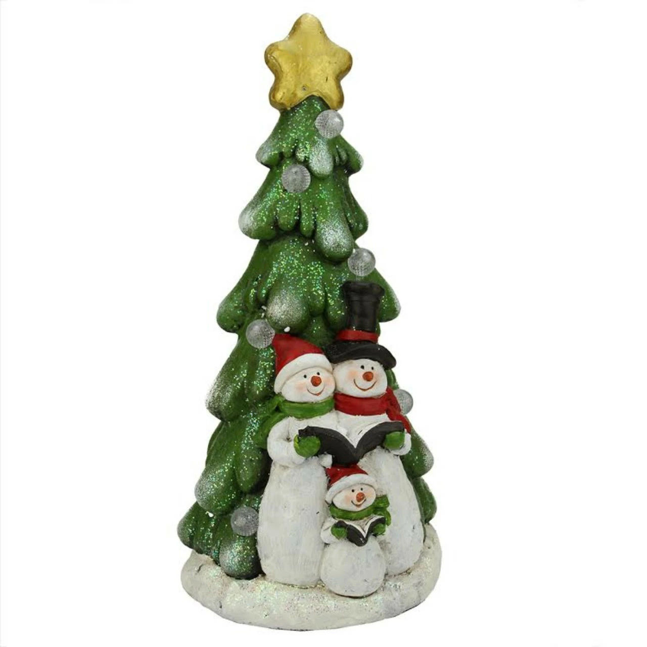 Napco 19.5" Pre-Lit Red And Green LED Snowmen Christmas Figurine