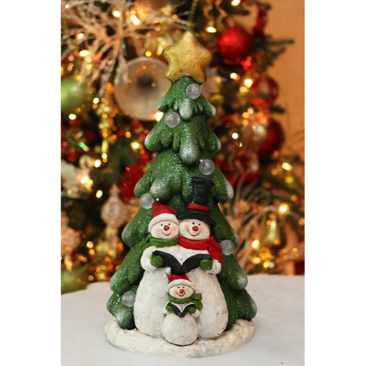 Napco 19.5" Pre-Lit Red And Green LED Snowmen Christmas Figurine - Image 3