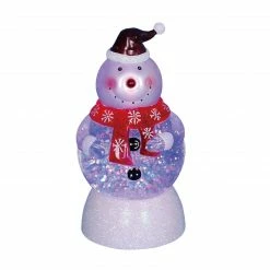 Northlight 7.5" LED Lighted Color-Changing Snowman With Santa Hat Snow Globe Christmas Figure