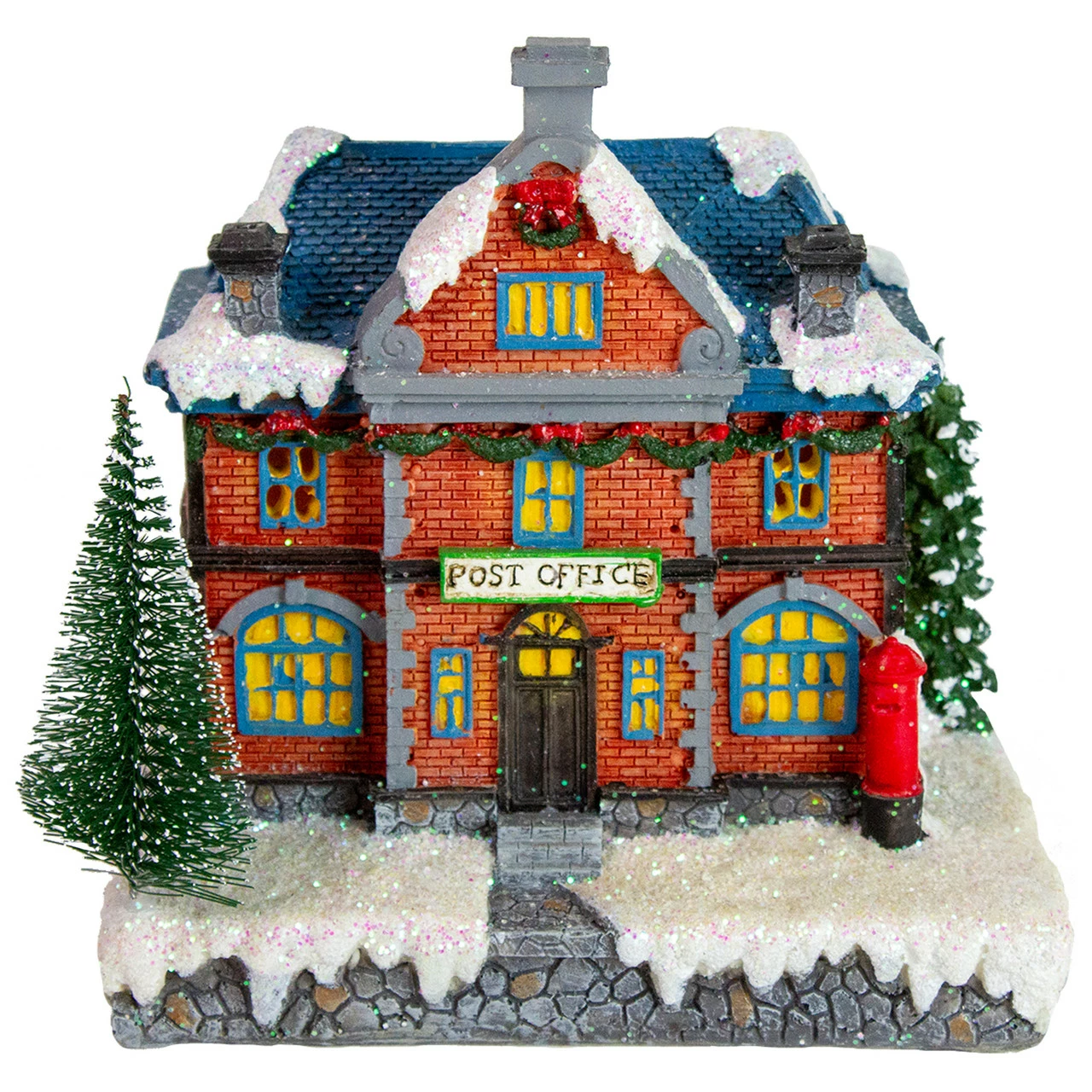 Northlight 7" Red LED Lighted Post Office Christmas Village Decoration