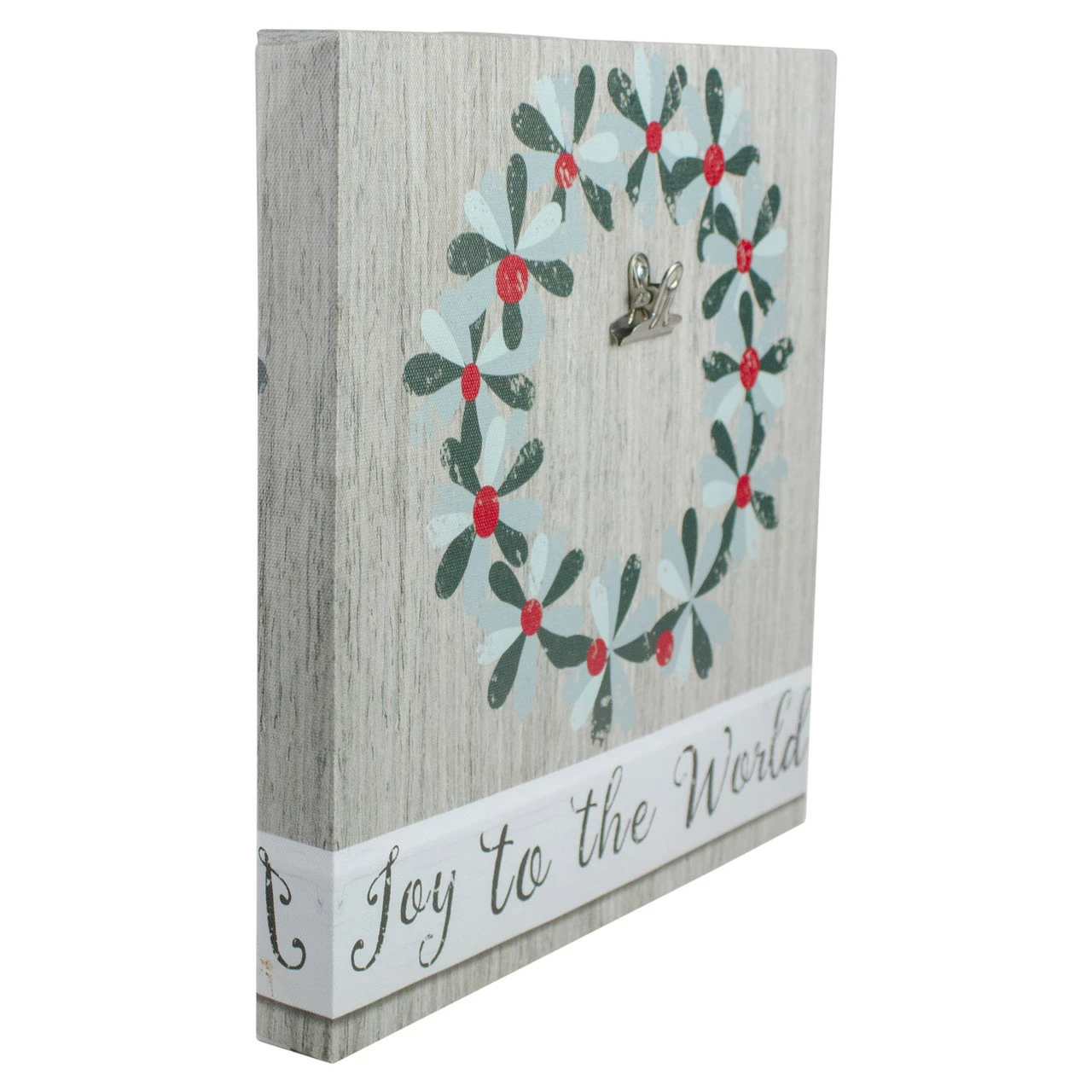 Northlight 10" Christmas Wreath And Joy To The World Canvas Wall Art With Photo Clip - Image 2