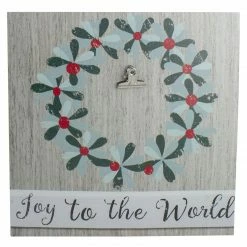 Northlight 10" Christmas Wreath And Joy To The World Canvas Wall Art With Photo Clip
