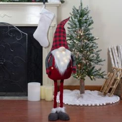 Alternative view of Northlight 41-Inch LED Lighted Red And Black Plaid Extendable Gnome Christmas Figure