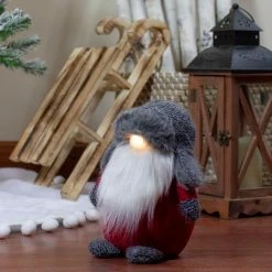 Alternative view of Northlight 8.25" LED Lighted Red And Gray Gnome Christmas Figure