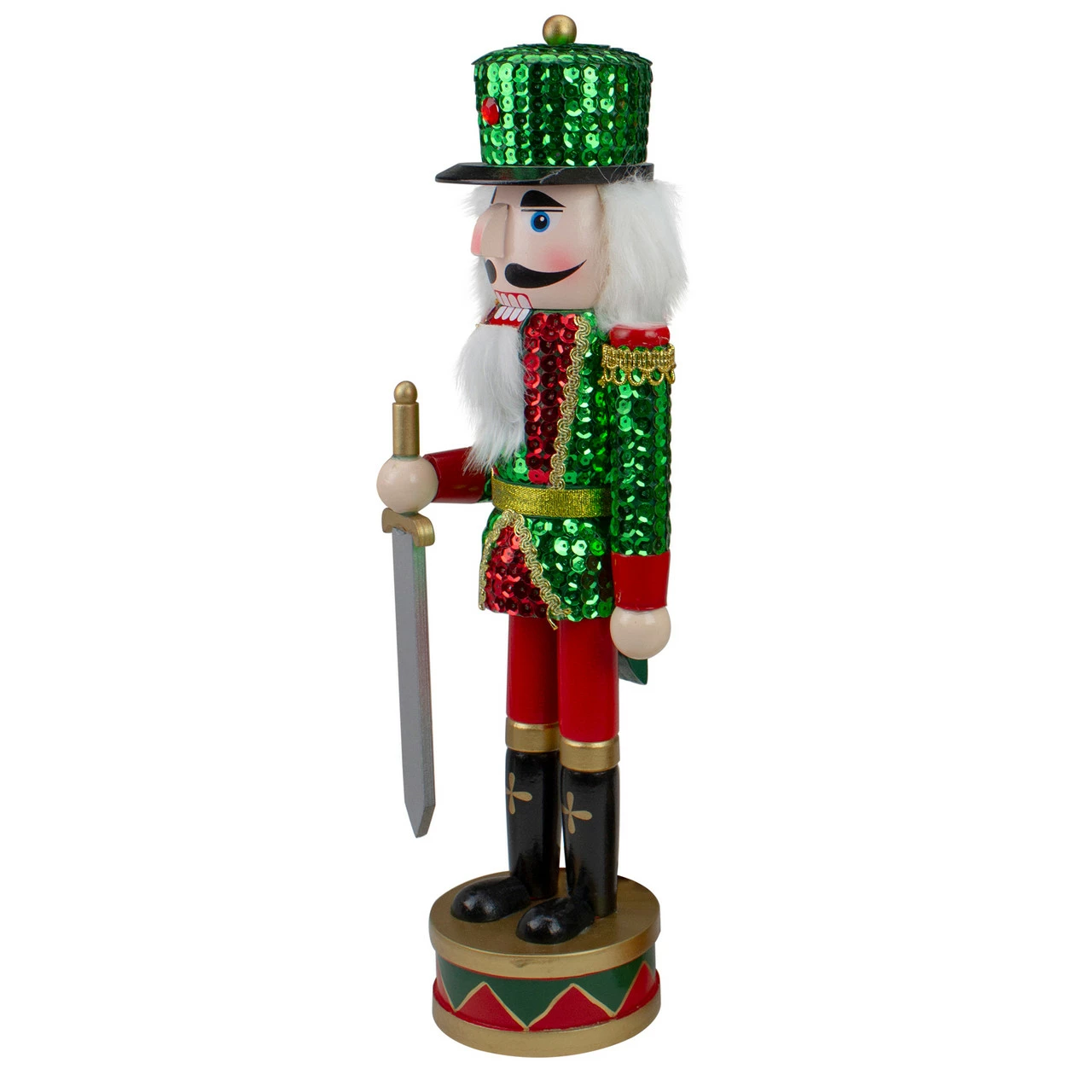 Northlight 14.25" Red And Green Sequin Jacket Nutcracker With Sword - Image 3