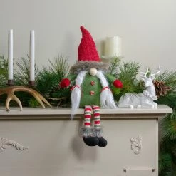 Alternative view of Northlight 25" Red, Green, And White Sitting Tabletop Female Gnome Christmas Decoration
