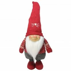 Northlight 14 Red Grey And White Gnome Wearing Red Hat With White Heart Christmas Decoration