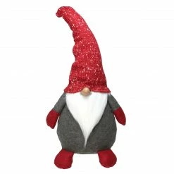 Northlight 22" Grey And Red Gnome With Tall Bendable Hat Christmas Decoration
