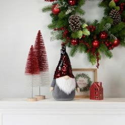 Alternative view of Northlight 12.5" Red And Black Reverse Sequin Hat Standing Gnome Christmas Decoration