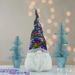 Alternative view of Northlight 24" Gnome With Rainbow And Silver Flip Sequin Hat Christmas Decoration