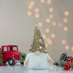Alternative view of Northlight 12" Gnome With Gold And White Flip Sequin Hat Christmas Decoration