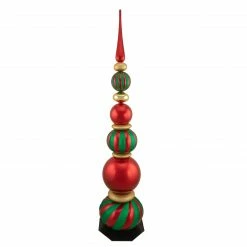 Northlight 54" Green And Red Topiary Finial Tower Commercial Christmas Decoration