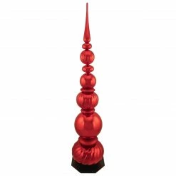 Northlight 54" Shiny Red And Glittered Topiary Finial Tower Commercial Christmas Decoration