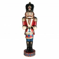 Northlight 60.5" Red And Black LED Animated Musical Drumming Christmas Nutcracker