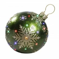 Northlight 18" LED Lighted Green Jeweled Commercial Grade Christmas Ball Ornament With Snowflake